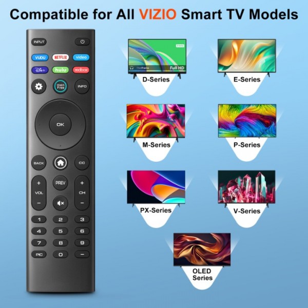 Angrox for VIZIO-Smart-TV-Remote-Replacement,Universal control XRT140 for VIZIO All LED LCD HD 4K UHD HDR Smart TVs