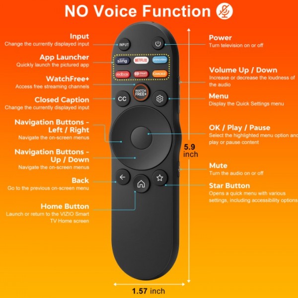 Angrox XRT270 Universal Replacement Remote for VIZIO Smart TV